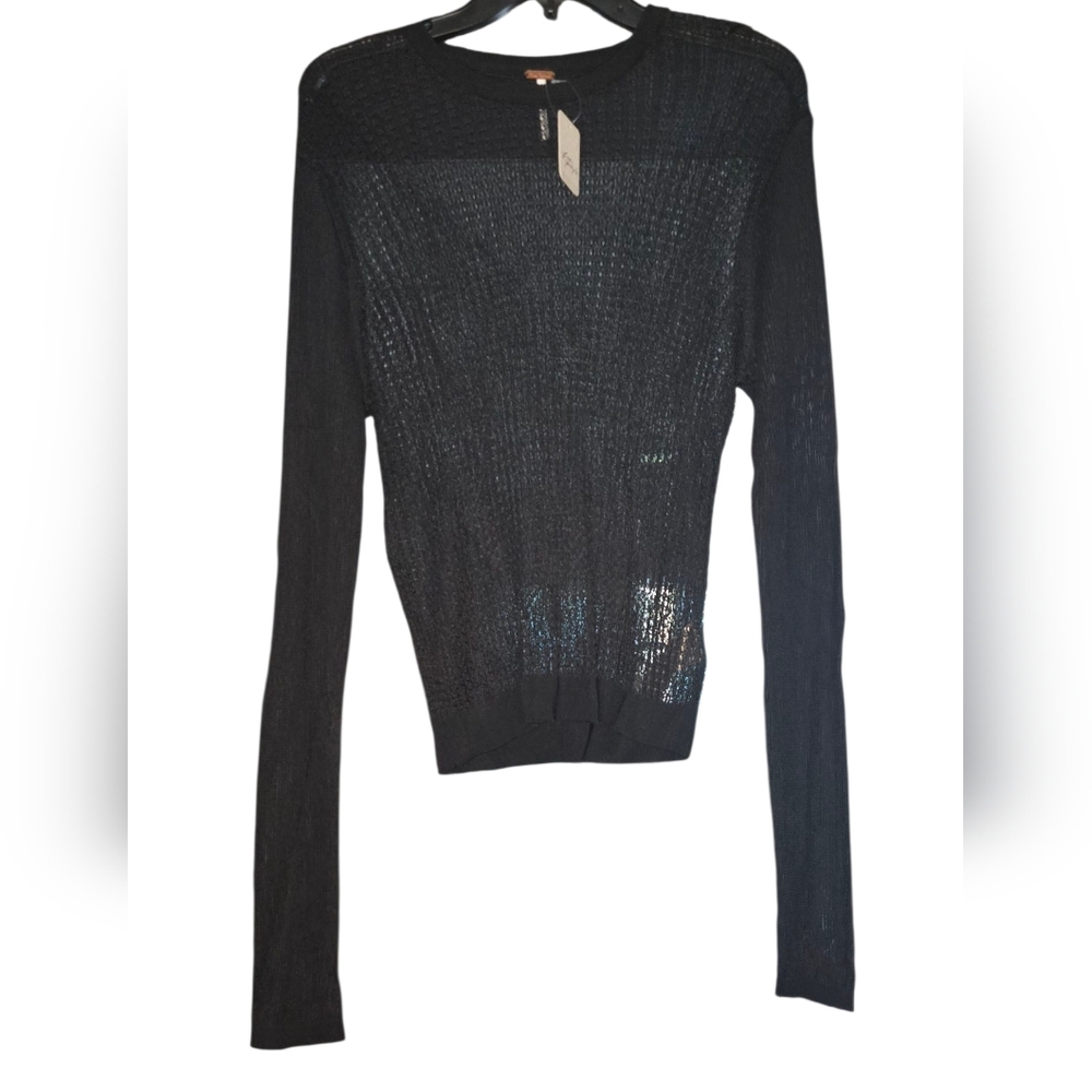 Free People Black Crew Neck Sweater